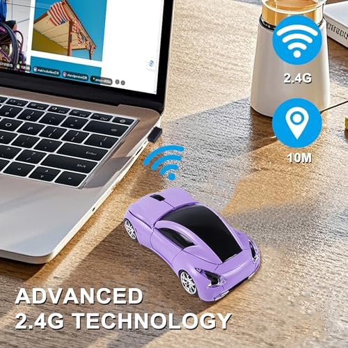 Sleek Yellow Wireless Car Mouse – Cool Sports Car Design for Enhanced Precision with 1600 DPI Optical Technology | Lightweight & Portable USB Receiver Mouse for Laptops, PCs, and Travel | Perfect Gift for Tech Lovers and Professionals