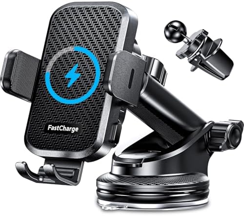 Revolutionary 15 W Fast Wireless Car Charger with Auto-Clamping Phone Holder for i Phone, Samsung Galaxy & Google – Ultimate Smartphone Mount for Windshield, Dashboard, and Air Vent – Unmatched Convenience and Enhanced Safety for Modern Drivers