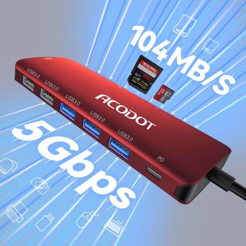 Acodot 9-in-1 USB C Hub: Ultimate 4 K HDMI Adapter with 3 USB 3.0 Ports, SD/TF Reader & 100 W Power Delivery – Stylish Purple Multiport Hub for Mac Book, HP, XPS & More – Boost Your Productivity with Seamless Connectivity and Fast Charging