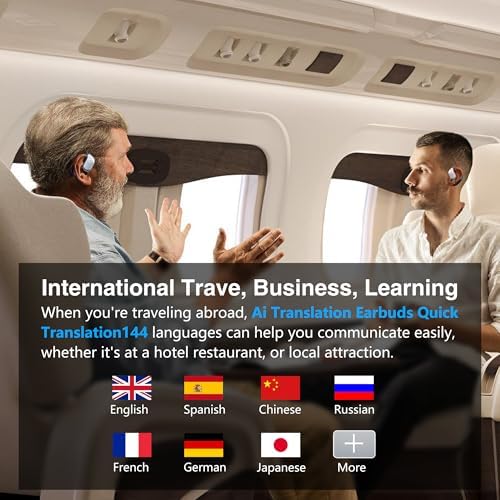 AI-Powered 144-Language Bluetooth Earbuds: Advanced Noise-Canceling Headphones for Effortless Communication in Any Setting, Ideal for i OS & Android Users, Waterproof Design for Enhanced Durability and Comfort During Travel