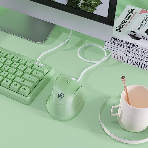 Revolutionize Your Workspace with the Green Ergonomic Wireless Mouse – Superior Vertical Design for Ultimate Comfort, Silent Clicks for Distraction-Free Focus, Long-Lasting Battery Life Powered by 1 AA Battery, Precision Control Up to 1600 DPI with USB Receiver Compatibility for PCs, Laptops, and Desktops
