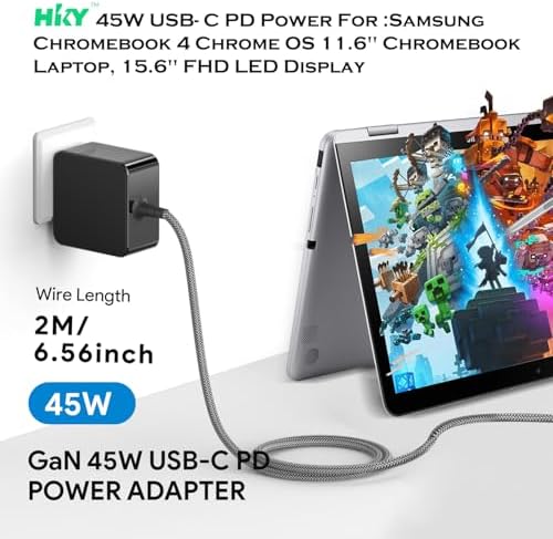 HKY 45 W USB Type-C Charger for Pioneer DJ Controllers & Google Pixel Devices – Ultra-Fast PD 3.0 Charging, Universal Compatibility, and Enhanced Safety Features for Laptops, Tablets, and Smartphones – Compact & Portable Power Adapter with 10 ft Cable and 5-Year Warranty