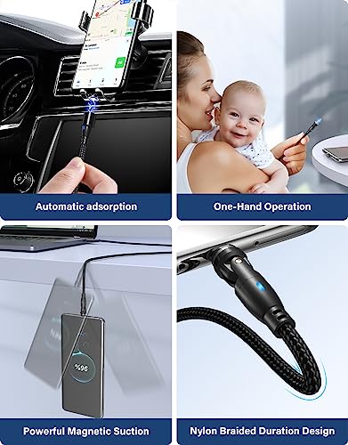 Revolutionize Your Charging with A.S 4-Pack Magnetic Charging Cables – 3-in-1 USB C, Micro USB, and i-Product Fast Charging Solutions | Durable Nylon Braided Design for Enhanced Longevity | Tangle-Free Magnetic Connection for Efficient Data Transfer and Versatile Use