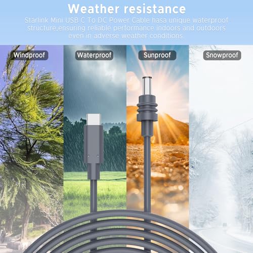 Starlink Mini USB-C to DC Power Cable, Max 100W Input USB Type C to DC Cable, Waterproof, Starlink Mini USB Cable Compatible with 65W+ PD Source 3M/10Ft – Enhanced Compatibility and Speed