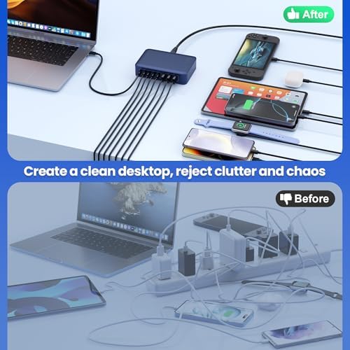 Revolutionize Your Charging Setup with the 415 W 8-Port USB C Fast Charging Hub – Dual PD 100 W for Laptops, i Phones, and More – Ga N IV Technology for Enhanced Efficiency and Universal Compatibility – Perfect for Home and Office Use