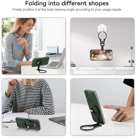 FANAUE Magnetic Phone Ring Grip and Versatile Foldable Desk Stand – Premium Mag Safe-Compatible Tripod for i Phone 16, 15, Pro Max – Compact Smartphone Support with Superior Stability and Chic Design for Effortless Hands-Free Operation