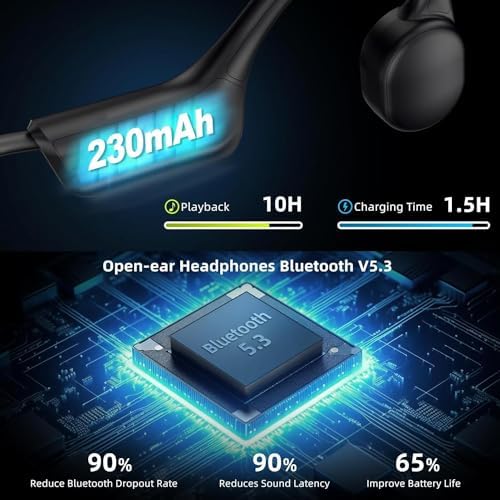 Unleash Your Outdoor Potential with Arington IPX8 Waterproof Bone Conduction Earbuds – Advanced Bluetooth 5.3 Technology for Open-Ear Listening, 10-Hour Battery Life, and Exceptional Sound Clarity for Running, Cycling, and Hiking – Effortless Connectivity with Hands-Free Calling and Voice Assistant Support for Active Enthusiasts