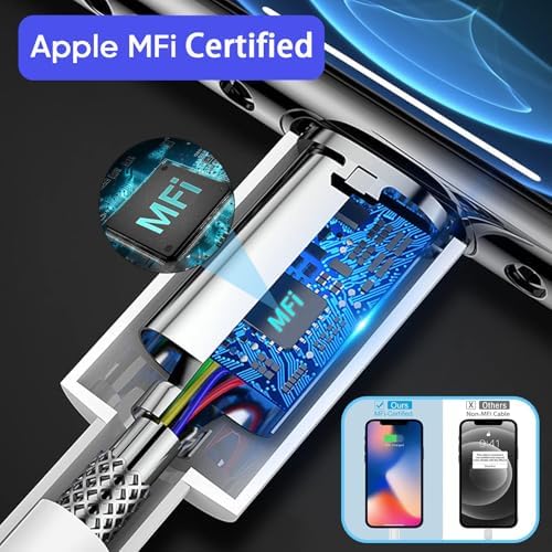 10 FT Apple MFi Certified Fast Charging Cable – Extra Long USB C to Lightning Connector for i Phone & i Pad – Rapid PD Power Delivery for Maximum Efficiency with i Phone 14 Pro Max/Plus, 13 Pro/Mini, 12, 11, X – Durable, Flexible, and Tangle-Free Design for Ultimate Charging Convenience