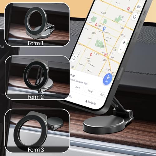 Revolutionary Alloy Folding Magnetic Phone Holder for All Smartphones – Versatile Dashboard Mount with Enhanced Magnetic Grip, 360-Degree Rotation, and Compact Design for Effortless Navigation in Your Vehicle, Perfect for i Phone and Android Users – Ultimate Driving Convenience and Safety