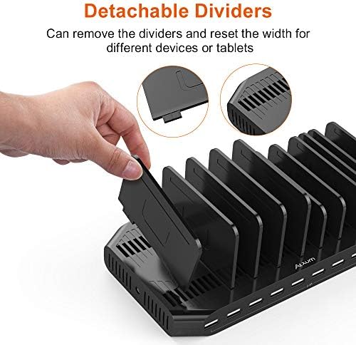 Alxum 60 W 10-Port USB Charging Station – Multi-Device Fast Charger Hub for i Pad, i Phone XS Max, Samsung Galaxy & More – Smart Technology for Optimal Charging Speed & Safety – Compact Organizer Stand for Home & Office Use