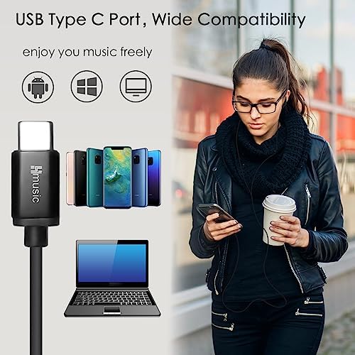 Hmusic USB-C Sleep Earbuds – Ultra-Comfortable Noise Isolation Earphones for Side Sleepers, Meditation, and Air Travel – Lightweight Silicone Design with Integrated Mic for Insomnia Relief and Ultimate Relaxation – Ideal for Enhanced Serenity and Peaceful Rest