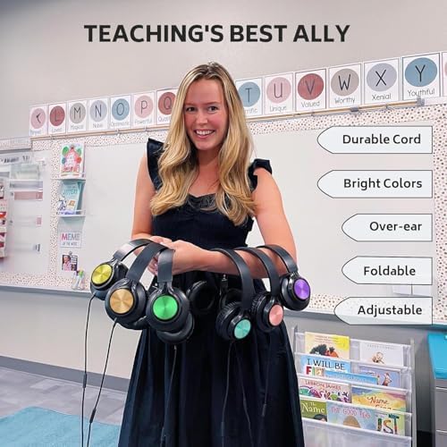 Transform Learning Environments with AILIHEN Kids Wired Headphones – 6 Pack of Comfortable, Durable Headsets with Built-In Microphones for K-12 Education, Perfectly Compatible with Chromebooks, Laptops & Computers (Black) – Optimal for Collaborative Projects & Engaging Online Classes