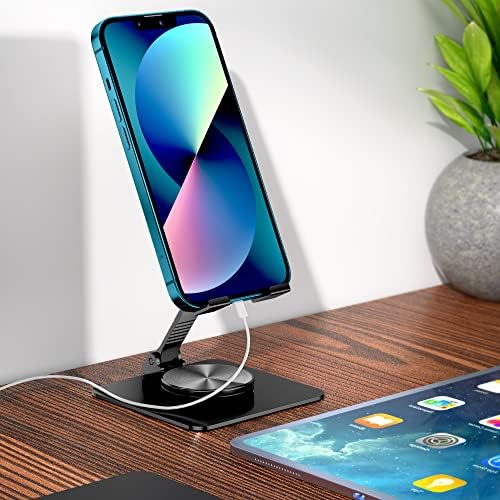 360 Rotatable Foldable Phone Stand for Desk,Fully Adjustable Desktop Phone Holder Cradle Dock Compatible with iPhone 16 15 14 13 12 11 Pro Max,Tablets,All Phones(Pink) – Enhanced Compatibility and Speed