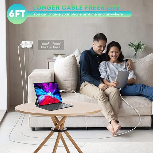 Ultra-Fast Dual USB-C Wall Charger for i Phone 15 – 40 W Power Delivery Adapter, Compact and Foldable Design for On-the-Go Charging, Ideal for i Phone 15/14/13 Pro, i Pad, and More – Maximum Efficiency with Enhanced Safety Features