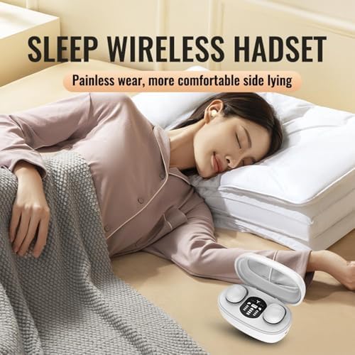 Discover Ultimate Sleep Serenity with Invisible Sleep Headphones – Ergonomic Wireless Earbuds Tailored for Side Sleepers, Featuring Advanced Noise-Canceling Technology, IPX6 Waterproof Durability for Any Environment, and Long Battery Life for Continuous Comfort Throughout the Night (White)