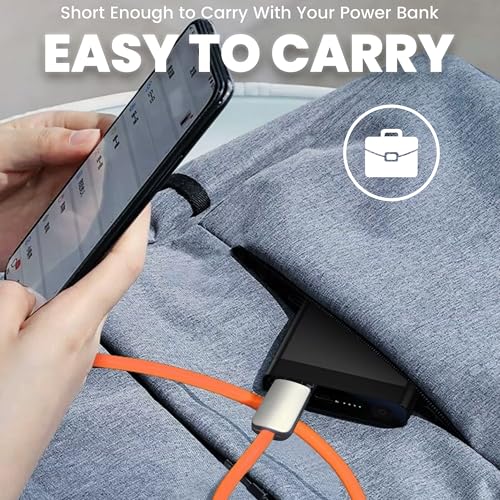 Ultra-Compact 240 W USB C Charging Cable – Sleek 4-Inch Power Bank Connector for i Phone 15/16 & Samsung Galaxy – Durable Tangle-Free Design for Effortless Portability – Essential Travel Accessory for Fast On-the-Go Charging Needs