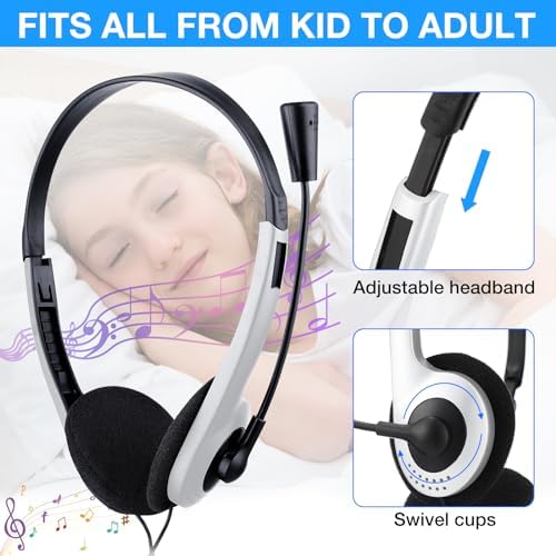 Yunsailing 30-Pack Classroom Headphones with Microphone – Lightweight, Adjustable On-Ear Earphones for Enhanced Student Engagement | Perfect for School, Remote Learning & Group Activities | Durable 3.5 mm Jack for Clear Audio Communication