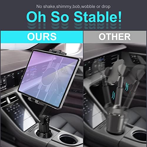 Versatile Cup Holder Tablet Mount for Trucks – 360° Rotating 15″ Dual-Arm Stand for i Pad Pro, Samsung Galaxy Tab, and i Phone | Enhanced Stability & Universal Compatibility for Hands-Free Navigation and Entertainment