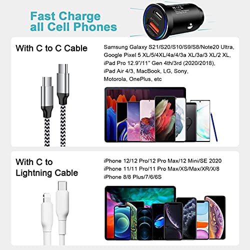 Vifigen 38 W Ultra-Fast USB C Car Charger – Dual Port Adaptive Charging for i Phone, Samsung, Google Pixel | Compact & Portable Car Adapter with Advanced Safety Features for Maximum Device Compatibility