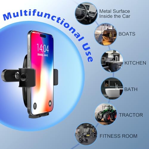 Car Phone Holder Mount for Hyundai Ioniq 5, Magnetically Attaches to Metallic Dashboard for 2024 2025 Hyundai Sonata, Kona & loniq5 2022-2025, Wide Clamp for 4-7.2 inch Smartphones – Enhanced Compatibility and Speed