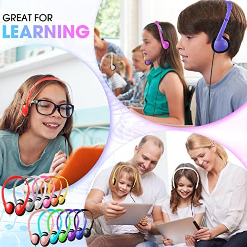 Yunsailing 24-Pack Adjustable Over-Ear Headphones – Comfort-Focused Wired Audio Gear for Kids and Adults, Perfect for Classroom Learning and Travel Adventures with Durable 3.5 mm Compatibility and Fun Colors
