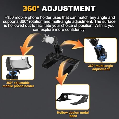 Ultimate 360-Degree Adjustable Phone Mount for Ford F150, F250 & F350 (2015-2022) – Sturdy All-Metal Base with Tool-Free Setup – Versatile Dash Holder for Safe Navigation & Hands-Free Calls – Ideal Ford Truck Accessory for All Smartphones with Smart Storage Solutions