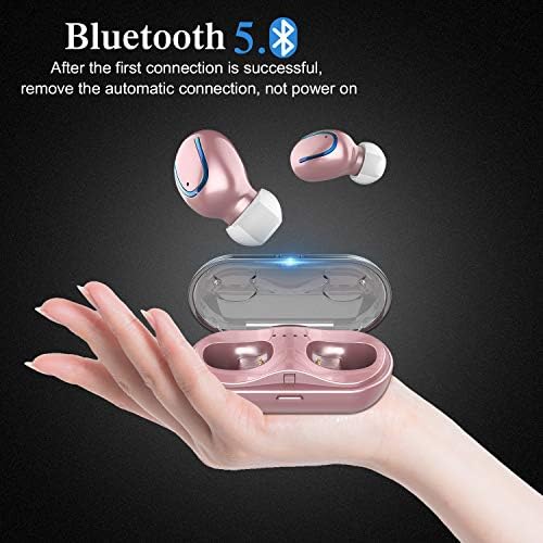 Sleek Rose Gold Mini Wireless Earbuds – Bluetooth 5.0 TWS Headphones with IPX7 Waterproof Rating, Hi-Fi Stereo Sound & Compact Charging Case for Seamless Audio on i Phone, Samsung & Android Devices – Perfect for Sports & Daily Use