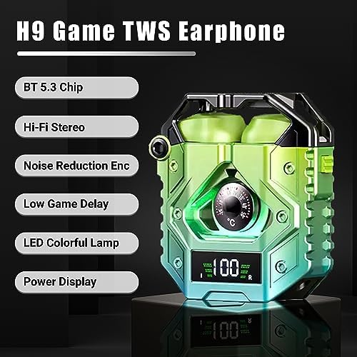 H09 Bluetooth 5.3 Wireless Earbuds – Superior Hi-Fi Sound with Advanced Noise Cancellation, IPX7 Waterproof Design, Long-Lasting Battery Life, Low Latency Mode for Gamers – Perfect for i Phone and Android Users (Black) – Elevate Your Listening Experience