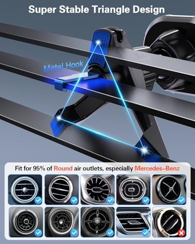 Volport Advanced Magnetic Phone Mount for Automotive Use – Heavy-Duty Vent & Dashboard Holder Compatible with Mercedes Benz and Mini Cooper – Securely Stabilizes i Phone, Samsung Devices & Tablets with Superior Magnet Technology – Effortless Installation for Safe, Hands-Free Navigation and Entertainment