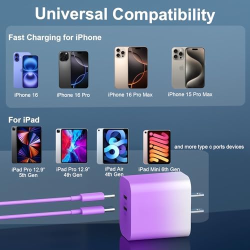 20 W Dual-Port USB-C Fast Charger with 6.6 FT Cable – Ultimate Power Solution for i Phone 15/16 Pro Max & Android Devices – Efficient Travel Companion Designed for rapid charging, this 20 W Dual-Port USB-C Charger ensures your i Phone 15/16 Pro Max and Android devices stay powered up with maximum efficiency. Featuring a generous 6.6 FT USB-C to C cable, this charger eliminates the inconvenience of short cords while allowing you to multitask with ease. Its dual-port design offers the ability to charge two devices simultaneously, making it ideal for busy professionals and frequent travelers. Enjoy broad compatibility across multiple Apple and Android devices, ensuring versatility for all your charging needs. The compact and lightweight structure of this charger enhances portability, making it an essential accessory for your on-the-go lifestyle. Built with high-quality materials, this charger prioritizes durability and safety, giving you peace of mind while delivering fast charging performance. Elevate your charging routine and stay connected wherever life takes you with this indispensable charging solution.