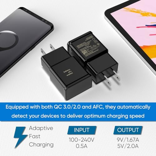 Premium Adaptive Fast Charging Block USB Wall Charger – Efficient Quick Charge Adapter for Samsung Galaxy S25/S24/S23/S22/S21/S20/S10/S9/S8/S7/Note 10 (4-Pack, White) – Maximize Charging Speed & Compatibility for Seamless Device Performance
