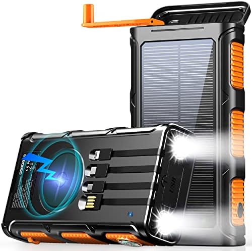 Ultimate 45800 m Ah Solar Wireless Power Bank with Hand Crank & Fast Charging – 7 Outputs, 4 Inputs, SOS Flashlight & Compass for Outdoor Adventures and Emergency Preparedness