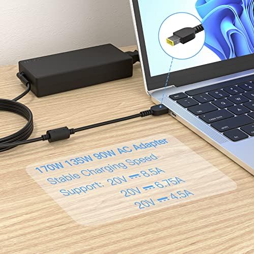 High-Performance 170 W 20 V 8.5 A Laptop Charger for Lenovo Think Pad Series – OEM Replacement Power Adapter with Enhanced Safety and Compatibility for P50, P51, P52, P53, P70, P71, P73, W540, W541, T540, P15, P17, T15 G, and More – Reliable Power Supply for Optimal Laptop Performance