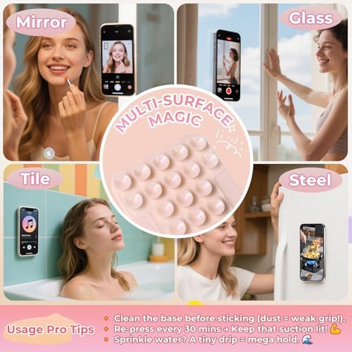 Mag Safe Suction Mount for i Phone 12-16 Series | Premium Silicone Phone Holder with Magnetic Grip | Hands-Free Video Recording and Streaming | Transparent Design for Seamless Integration | Ideal for Tik Tok and Instagram Content Creation