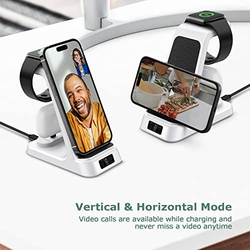 Transform Your Charging Experience with the DDUAN 3-in-1 Wireless Charging Station – Fast Charge Your i Phone, Apple Watch, and Air Pods Together with Included QC3.0 Adapter – Sleek White Design for Streamlined Power Management and Clutter-Free Setup