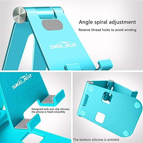 Fully Foldable Cell Phone Stand Holder for Desk Adjustable iPhone Stand Aluminum Compatible with 4″-10″ Phone/Kindle/Tablet/iPad/iPhone – Rose Gold + Spearmint Green – Enhanced Compatibility and Speed
