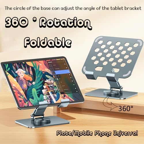 Versatile 360-Degree Rotatable Foldable Tablet Stand for i Pad, i Phone, and 4.3-10.9 Inch Devices – Adjustable Height and Angle for Optimal Viewing, Sleek Silver Finish, Portable Design for Home or Office Use – Enhance Your Digital Experience with Maximum Compatibility