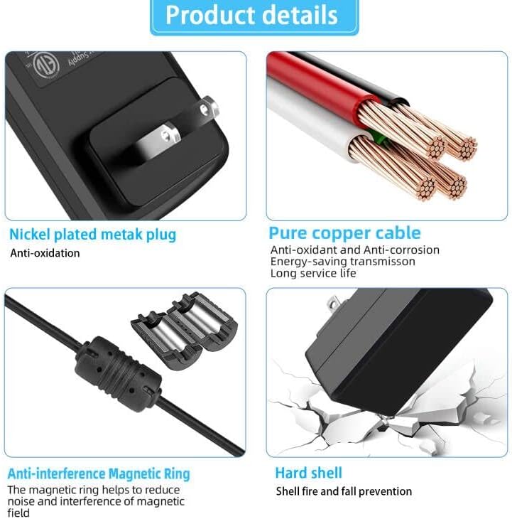 Reliable 5 V AC to DC Power Supply Adapter for Baby Monitors and Electronics – Universal 100-240 V Input with 6 ft Power Cord for Enhanced Compatibility and Rapid Charging – Ideal for Music Lovers and Parents
