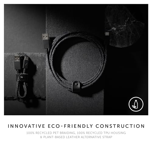 Native Union Belt Cable XL 10 ft USB-C to USB-A – Ultra-Durable Charging Solution with Leather Organizer for i Phone 16, Samsung Galaxy Z Fold 6, Pixel 9 Pro & More – Maximize Speed & Style with Tangle-Free Design