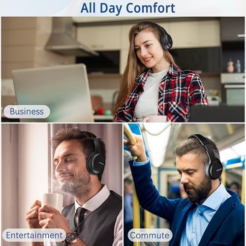 Transform Your Listening Journey with AMORNO Wireless Over-Ear Bluetooth Headphones – 68-Hour Playtime, Superior Hi-Fi Sound, and Ergonomic Foldable Design for Ultimate Portability (White) – Ideal for Music Lovers and Professionals on the Go