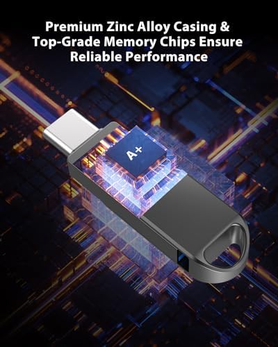 Vansuny 256 GB Dual USB Type-C Flash Drive – High-Speed OTG USB 3.0 Thumb Drive with Waterproof Metal Design for i Phone 15, Android Devices, and Laptops – Ultimate Storage Solution for Data Transfer and Backup