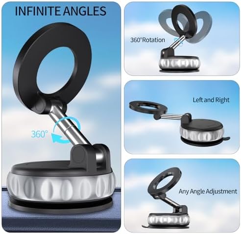 2025 Advanced Vacuum Suction Magnetic Phone Holder – Ultra-Foldable 360° Adjustable Car Mount for Seamless Hands-Free Connectivity in Vehicles, Gyms, and Smooth Surfaces – Universal Compatibility for Optimal Device Stability and Convenience