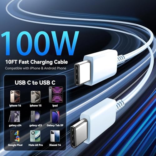 Power Up Your Devices Instantly with the 45 W Dual USB-C Fast Charger for i Phone 16 Series – Includes 6.6 FT USB-C Cable for Maximum Convenience and Compatibility with Pad Pro/Air, Galaxy S25/S24, and More – Compact, Reliable, and Efficient Charging Solution