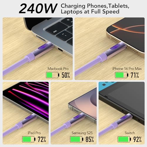 Revolutionize Your Charging Routine with the 240 W USB-C to USB-C Cable – Unmatched 480 Mbps Data Transfer, Universal Compatibility for i Phone 16/15 Pro Max, Galaxy S25/S24, & More – 6 FT of Enhanced Flexibility for Fast Charging & Reliable Performance