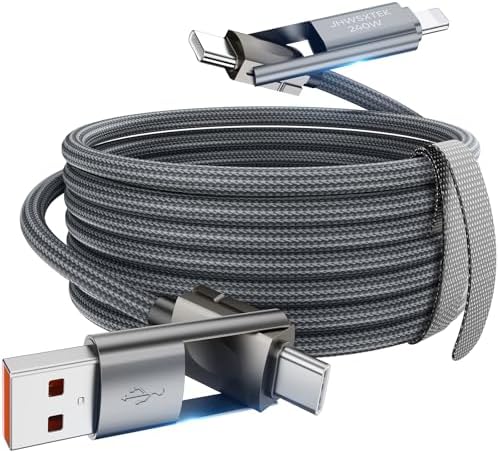 Versatile 4-in-1 Charging Cable – 10 ft USB to USB-C, 240 W Fast Charger for i Phone 16/15/14, Mac Book, i Pad, Samsung, PS5 & More – Ultimate Compatibility & Efficient Power Delivery for All Devices