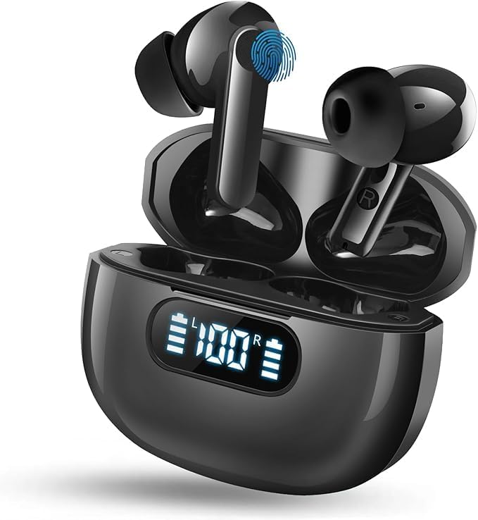 Advanced Bluetooth 5.4 Wireless Earbuds – Immersive Hi-Fi Stereo Bass Headphones with 4 ENC Noise Cancelling Mics, 48-Hour Battery Life, IPX7 Waterproof for Active Lifestyles, Compatible with Android, i OS & Laptops – Ultimate Sound Quality for Sports and Everyday Use