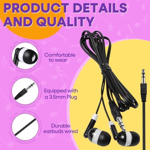 Bulk Classroom Earbuds – 30-Pack Multi-Color Wired Headphones for Kids and Educators, Individually Wrapped for Effortless Distribution and Enhanced Device Compatibility, Ideal for Focused Learning and Engaging Educational Activities