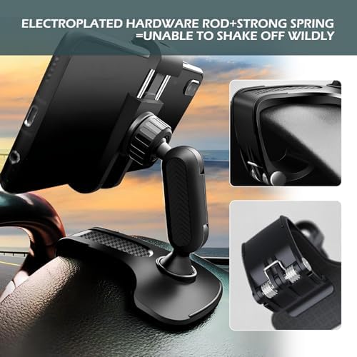 1 PC 360 Degree Rotation Car Dashboard Phone Holder, Universal Clip Mount for 4-7 Inch Smartphones, Secure and Adjustable Car Phone Stand (Black) – Enhanced Compatibility and Speed