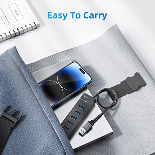 Ultimate 7-Port USB 3.0 Hub by SAN ZANG MASTER – High-Speed Data Transfer at 5 Gbps for Laptops and Desktops, Effortlessly Connect Printers, Cameras, Keyboards, and More with 1.6 FT (50 cm) Cable – Compact, Durable, and Plug-and-Play Convenience for Enhanced Productivity