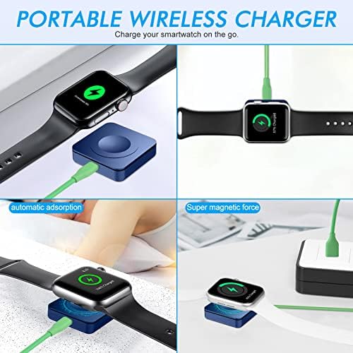 Dual-Purpose MFi-Certified USB A Fast Charger for Apple Watch & i Phone – 3.3 FT Wireless Charging Solution in Elegant Blue for Seamless Device Powering and Enhanced Compatibility with Air Pods